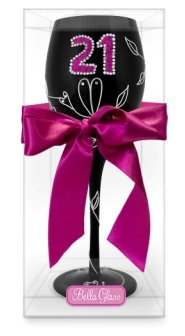 Boxed Black 21st Wine Glass