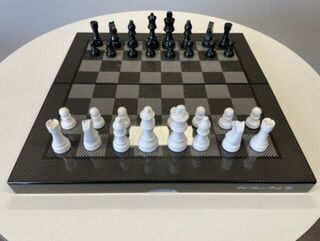 40cm Carbon Fibre Finish Folding Chess Set
