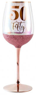 50th Glitterati Wine Glass