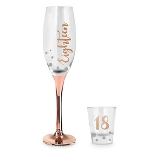Eighteen Rose Gold Flute and Shot Glass Set