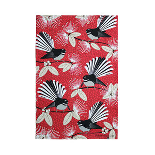 Flirting Fantails Tea Towel