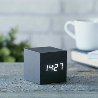 Gingko Black LED Cube Click Clock
