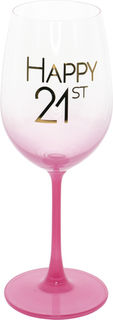 Happy 21st Wine Glass