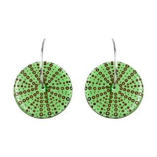 Kina Shell Glass Earrings Green