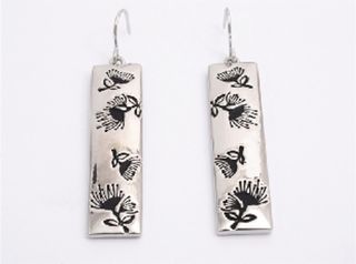 Pohutukawa Rhodium Earrings