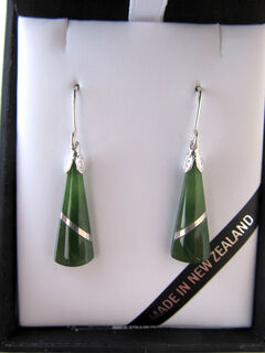Pounamu Earrings with Silver design