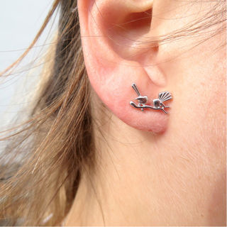 Sterling Silver Fantail Stud Earrings