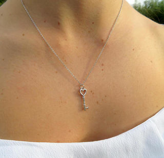 Sterling Silver Heart Key Pendant