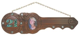 Paua Inlaid Hand Carved 21st Key
