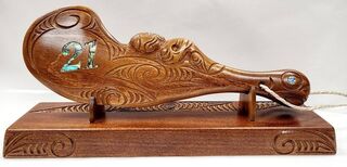Hand Carved Wahaika with Paua 21