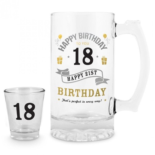 18th Birthday Beer Stein and Shot Set