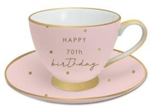 70th Birthday Tea Cup and Saucer