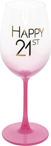 Happy 21st Wine Glass