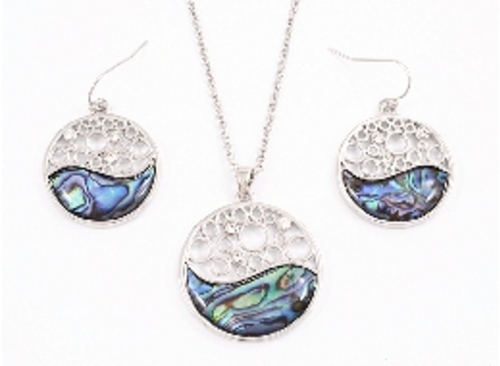 Paua Wave Necklace Earring Set