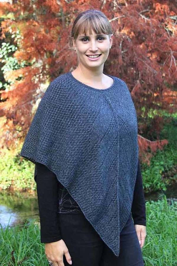 Possum Merino Lace Poncho Charcoal