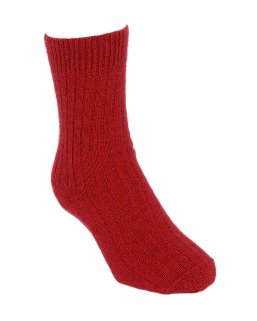 Possum Merino Rib Socks Red