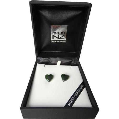 Pounamu Greenstone Heart Studs