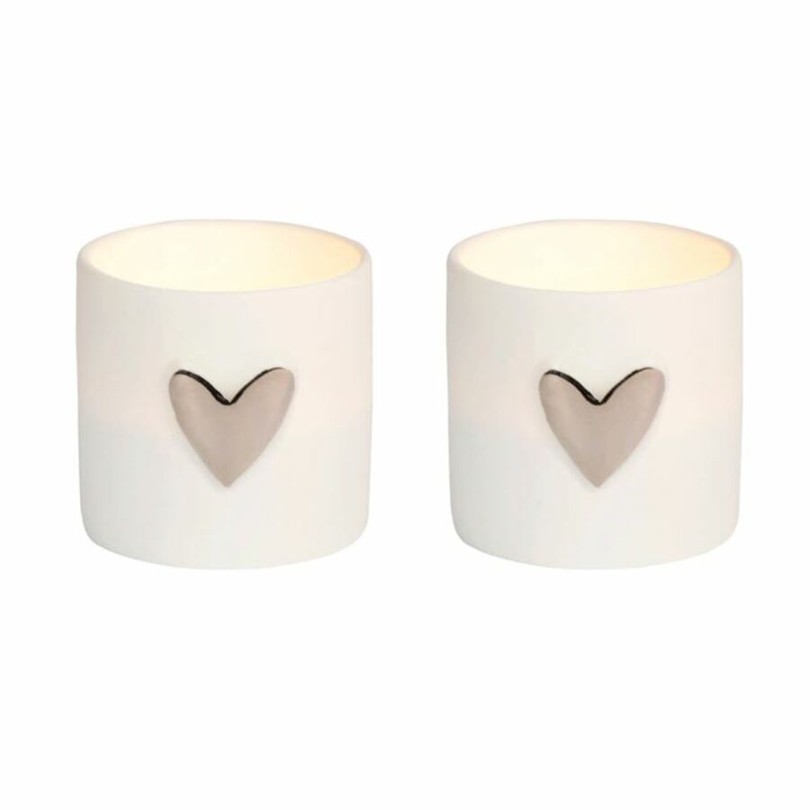 Rader Heart Porcelain Mini Tealights Silver