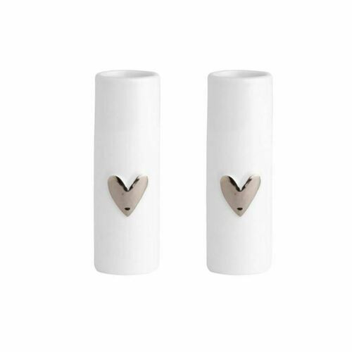 Rader Silver Heart Set of 2 Mini Vases
