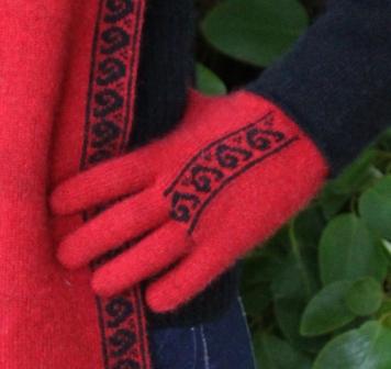 Red Koru Possum Gloves 