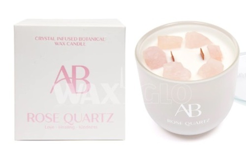 Rose Quartz Candle with Crystals