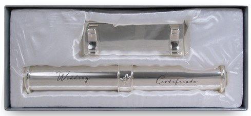Silver Wedding Certificate Holder and Stand
