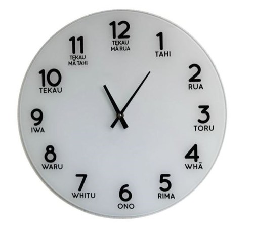 Te Reo Maori Clock Glass