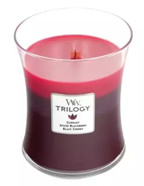 Woodwick Trilogy Currant Spiced Blackberry Black Cherry Candle