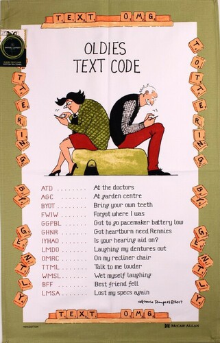 Oldies Text Code Tea Towel