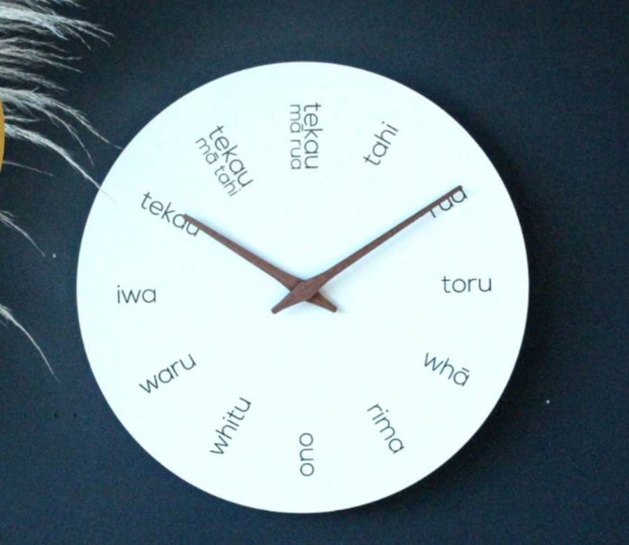 Te Reo Wooden Clock