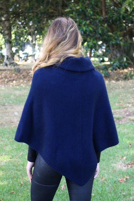 Cowl Neck Poncho Midnight