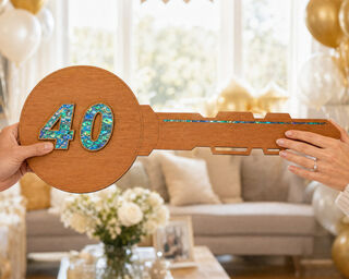 40th Birthday Key Rimu Veneer
