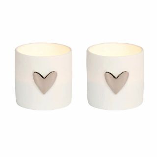Rader Heart Porcelain Mini Tealights Silver